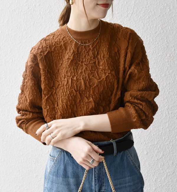 SHIPS any「《一部追加予約》SHIPS any:〈手洗い可能〉ジャカード バンピー クルーネック プルオーバー」|ニット・セーター|