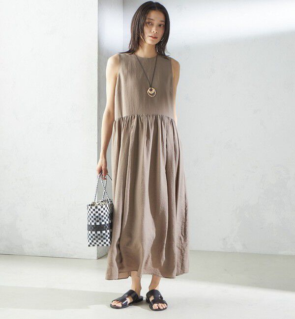 SHIPS for women「〈手洗い可能〉シルク混 シアー ノースリーブ ワンピース」|ワンピース|