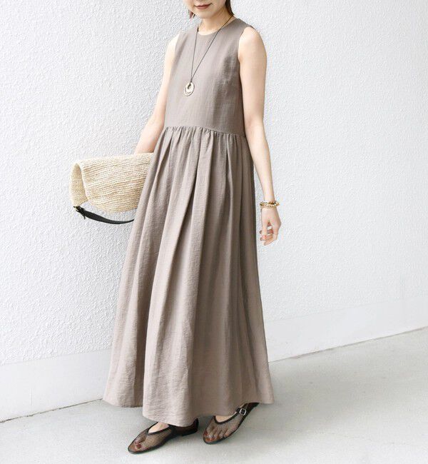 SHIPS for women「〈手洗い可能〉シルク混 シアー ノースリーブ ワンピース」|ワンピース|