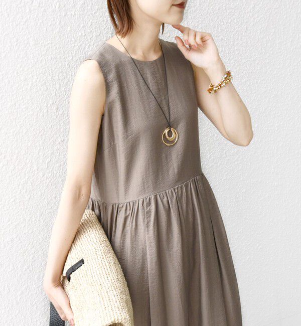 SHIPS for women「〈手洗い可能〉シルク混 シアー ノースリーブ ワンピース」|ワンピース|