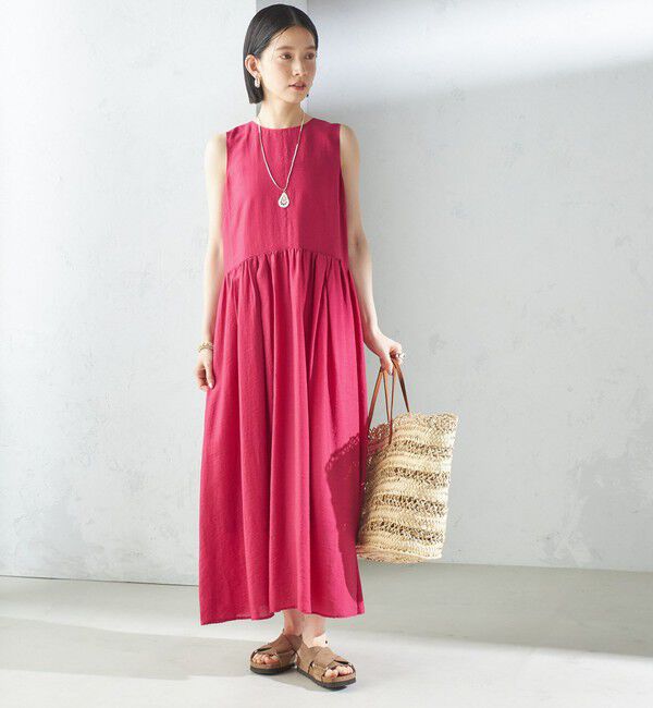 SHIPS for women「〈手洗い可能〉シルク混 シアー ノースリーブ ワンピース」|ワンピース|