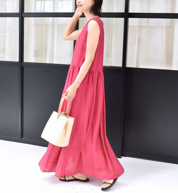 SHIPS for women「〈手洗い可能〉シルク混 シアー ノースリーブ ワンピース」|ワンピース|