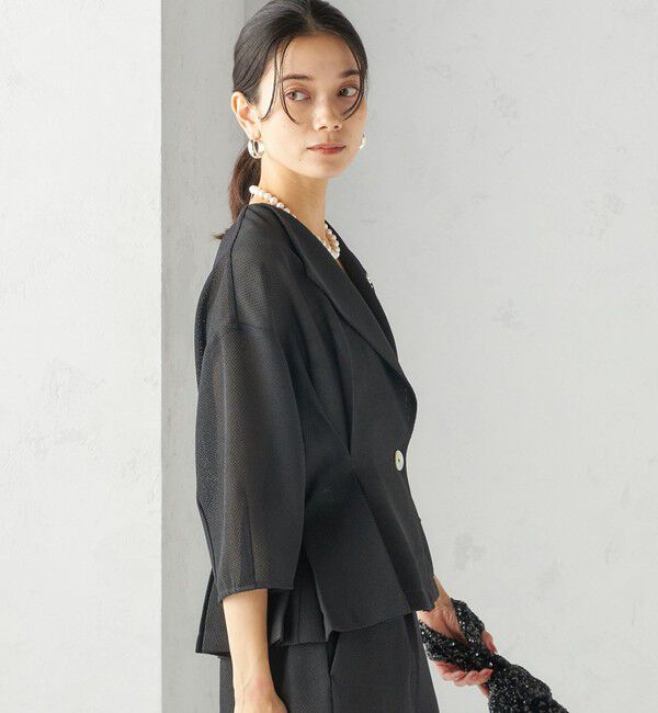 SHIPS for women「troisiemeCHACO:〈洗濯機可能〉メッシュ 半袖 ジャケット」|テーラードジャケット|