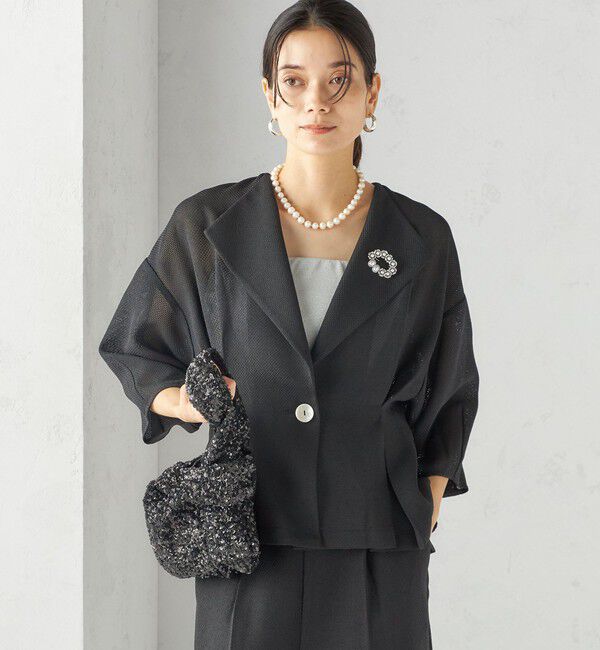 SHIPS for women「troisiemeCHACO:〈洗濯機可能〉メッシュ 半袖 ジャケット」|テーラードジャケット|