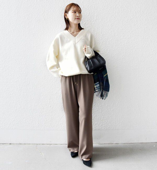 SHIPS for women「〈UVカット/防シワ加工〉梳毛調 ストレッチ ドロスト パンツ」|その他|