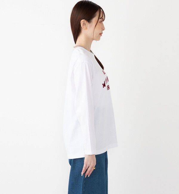 SHIPS Colors 「SHIPS Colors:〈洗濯機可能〉フロッキー プリント ロゴTシャツ（ロンT）◇」|Tシャツ・カットソー|