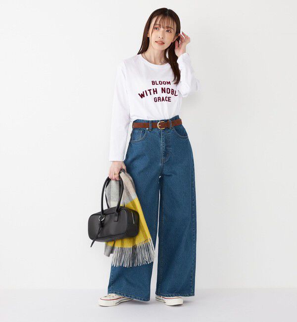 SHIPS Colors 「SHIPS Colors:〈洗濯機可能〉フロッキー プリント ロゴTシャツ（ロンT）◇」|Tシャツ・カットソー|