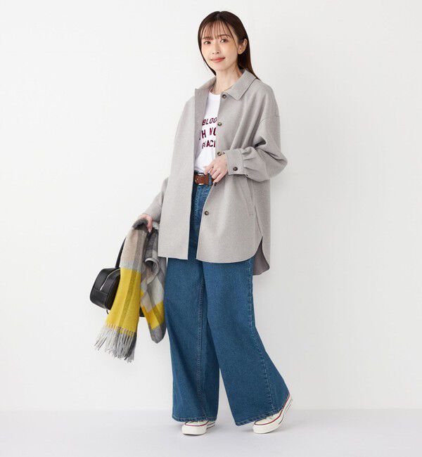 SHIPS Colors 「SHIPS Colors:〈洗濯機可能〉フロッキー プリント ロゴTシャツ（ロンT）◇」|Tシャツ・カットソー|