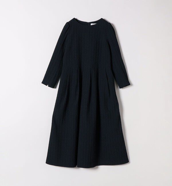 SHIPS any「SHIPS any:〈手洗い可能〉ジャカード ウエスト タック ノーカラー ワンピース［NAVY BLUE］」|ワンピース|