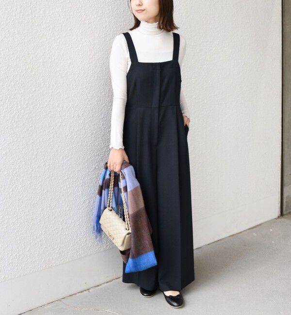 SHIPS Colors 「SHIPS Colors:〈手洗い可能〉ポリエステル/リネン スラブ オールインワン◇」|オールインワン|ネイビー