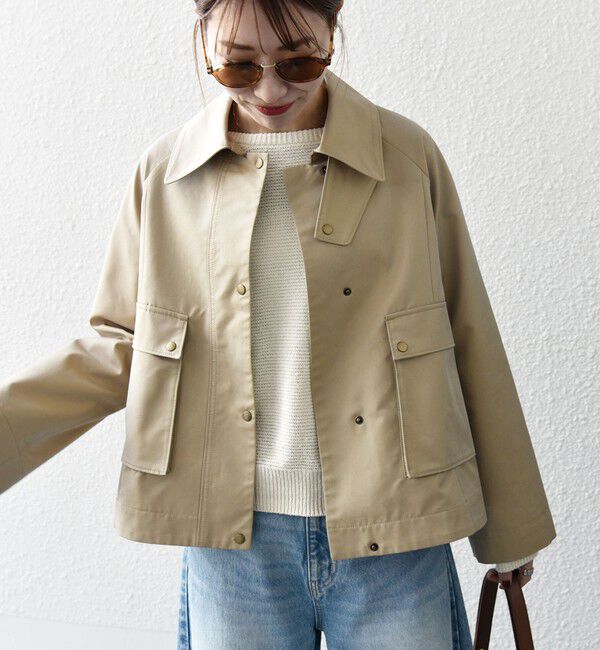 SHIPS any「SHIPS any:〈手洗い可能〉シャンブレー Aライン フレア ショート コート」|その他|ベージュ