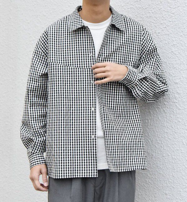 SHIPS any「SHIPS any:〈洗濯機可能〉マイクロ チェック リング スナップボタン コーチ シャツ◇」|シャツ・ブラウス|