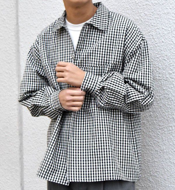 SHIPS any「SHIPS any:〈洗濯機可能〉マイクロ チェック リング スナップボタン コーチ シャツ◇」|シャツ・ブラウス|