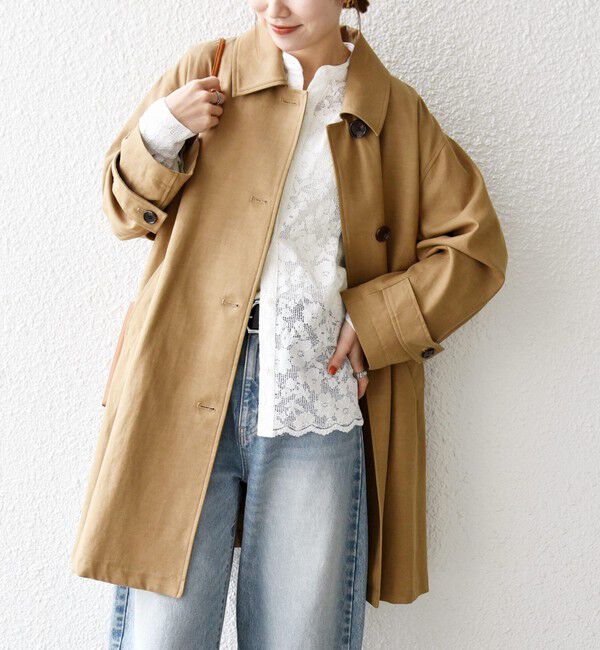 SHIPS any「SHIPS any:〈手洗い可能〉オーバー フレア ステンカラー コート」|ステンカラーコート|キャメル