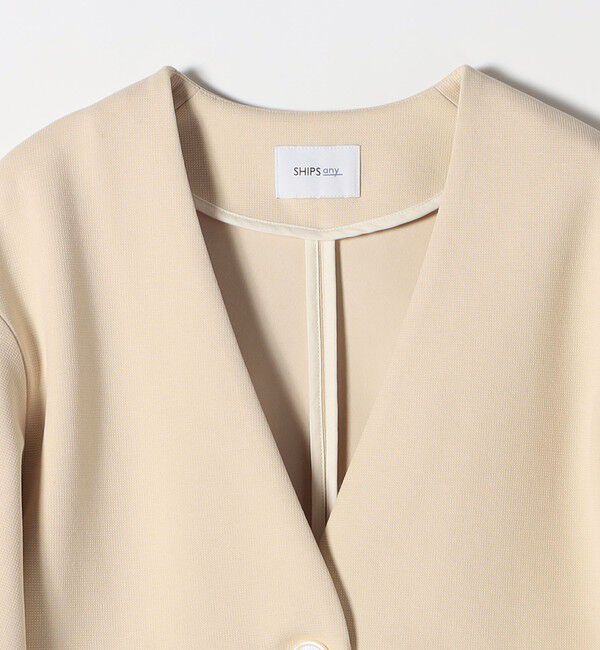 SHIPS any「SHIPS any:〈手洗い可能〉ダンボール ペプラム Vネック ジャケット」|ノーカラージャケット|