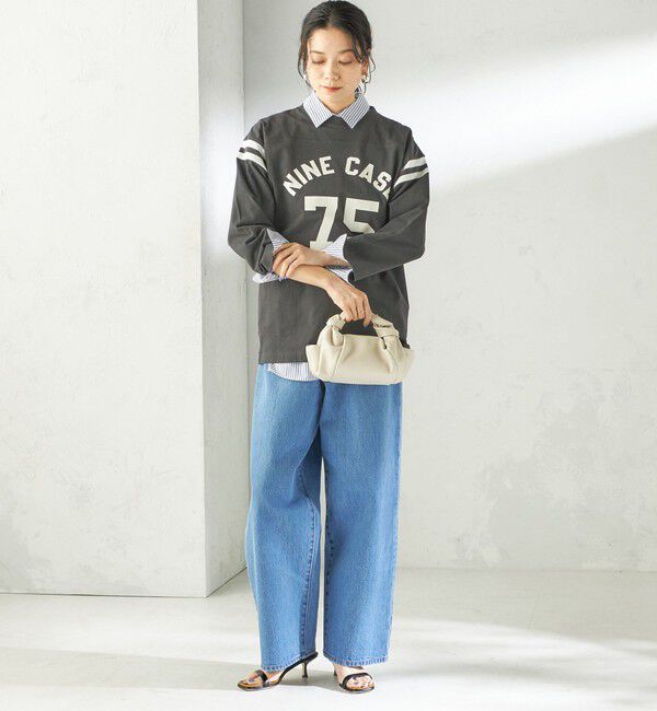 SHIPS for women「NINE CASE:〈洗濯機可能〉七分袖 フットボール TEE」|Tシャツ・カットソー|