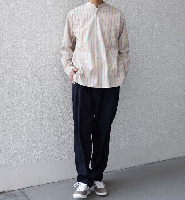 SHIPS any「SHIPS any:〈洗濯機可能〉コットン/リネン ストライプ バンドカラー シャツ 26SS◇」|シャツ・ブラウス|