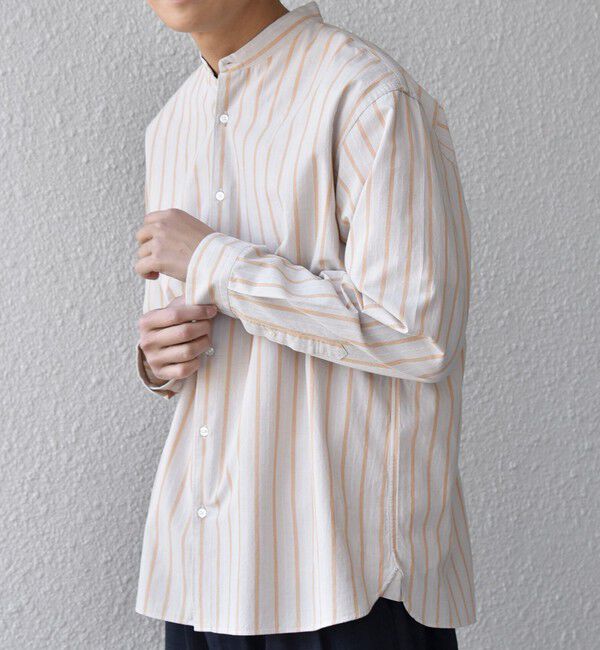 SHIPS any「SHIPS any:〈洗濯機可能〉コットン/リネン ストライプ バンドカラー シャツ 26SS◇」|シャツ・ブラウス|
