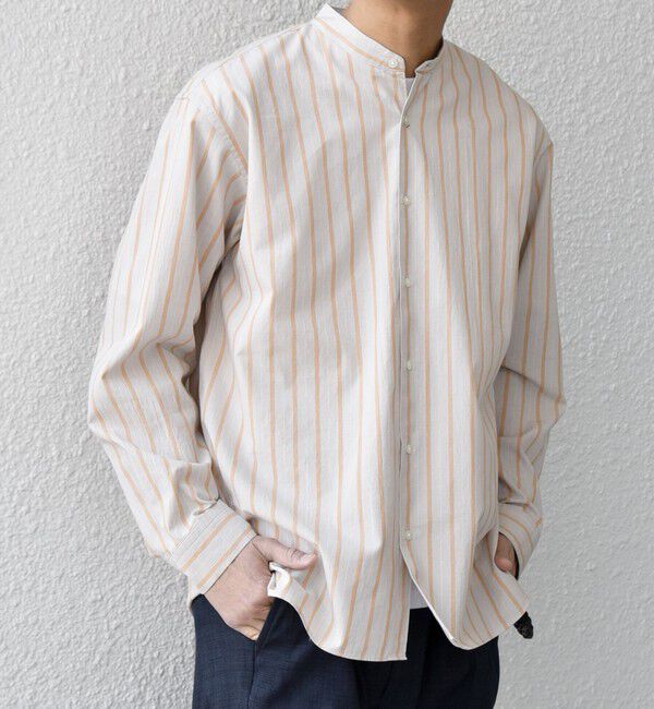 SHIPS any「SHIPS any:〈洗濯機可能〉コットン/リネン ストライプ バンドカラー シャツ 26SS◇」|シャツ・ブラウス|