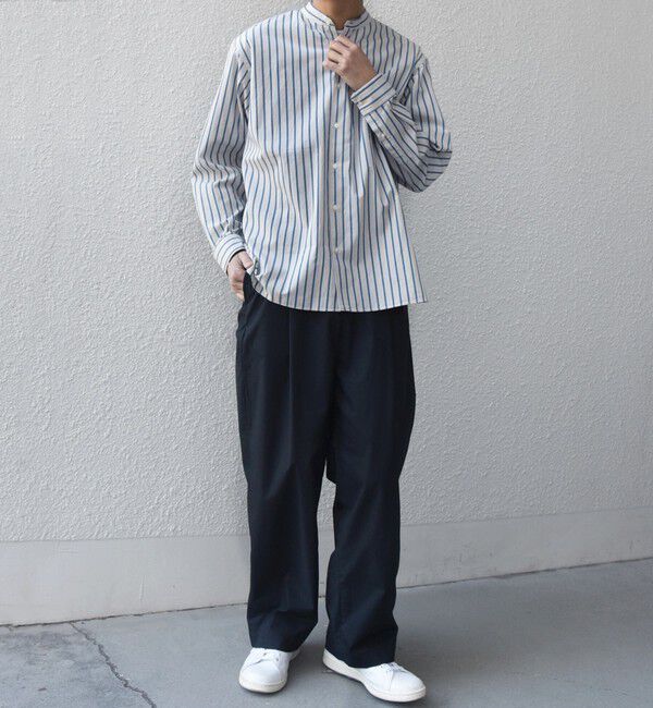 SHIPS any「SHIPS any:〈洗濯機可能〉コットン/リネン ストライプ バンドカラー シャツ 26SS◇」|シャツ・ブラウス|