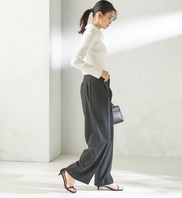 SHIPS for women「〈手洗い可能〉2WAY ポリエステル フリル カラー リブ ニット」|ニット・セーター|