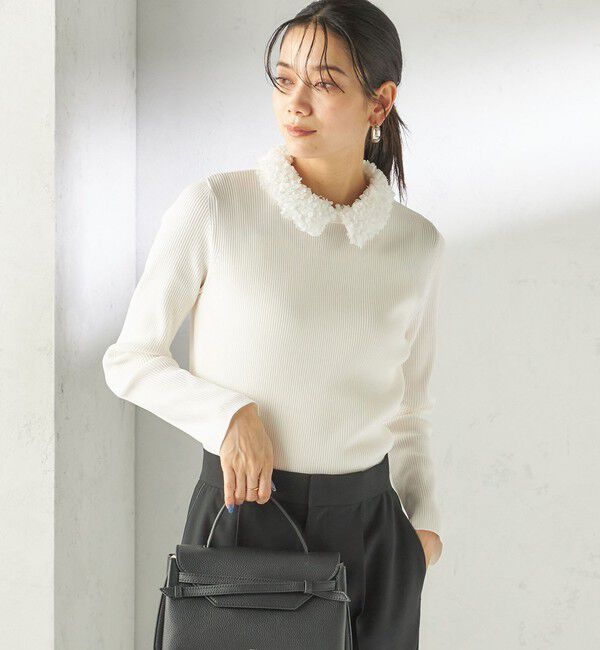 SHIPS for women「〈手洗い可能〉2WAY ポリエステル フリル カラー リブ ニット」|ニット・セーター|