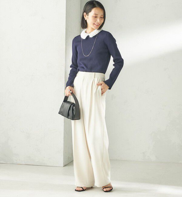 SHIPS for women「〈手洗い可能〉2WAY ポリエステル フリル カラー リブ ニット」|ニット・セーター|