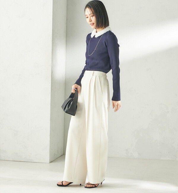 SHIPS for women「〈手洗い可能〉2WAY ポリエステル フリル カラー リブ ニット」|ニット・セーター|