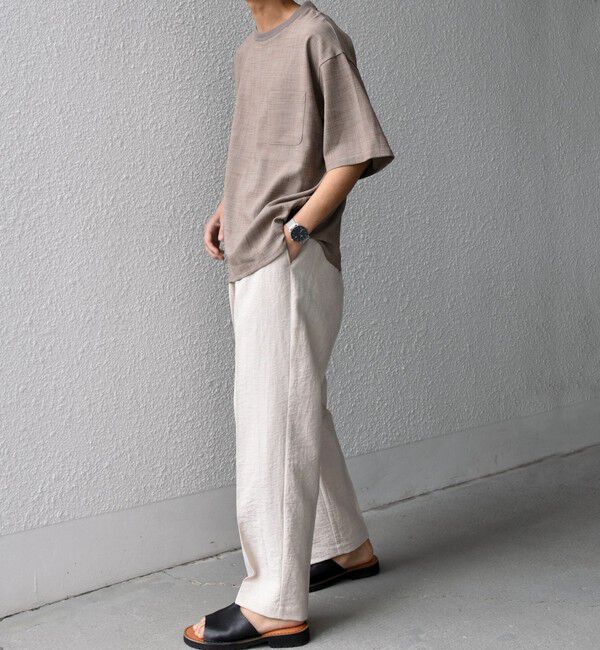 SHIPS any「SHIPS any:〈UVカット〉FUTURE LINEN CANVAS リネンライク デザイン リブ ポケット Tシャツ◇」|Tシャツ・カットソー|