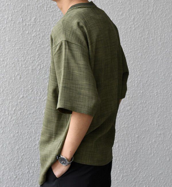 SHIPS any「SHIPS any:〈UVカット〉FUTURE LINEN CANVAS リネンライク デザイン リブ ポケット Tシャツ◇」|Tシャツ・カットソー|