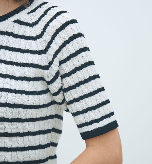 MACPHEE「ギザケーブル ハーフスリーブプルオーバー」|ニット・セーター|