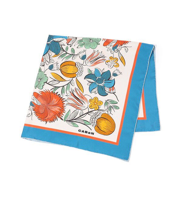 CABaN「Botanical Garden シルクプリントスカーフ」|バンダナ・スカーフ|12 ホワイト系