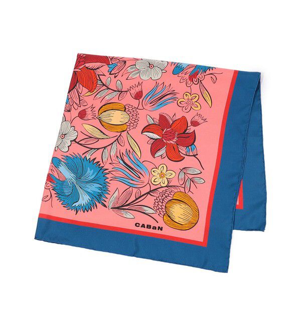 CABaN「Botanical Garden シルクプリントスカーフ」|バンダナ・スカーフ|34 ピンク系