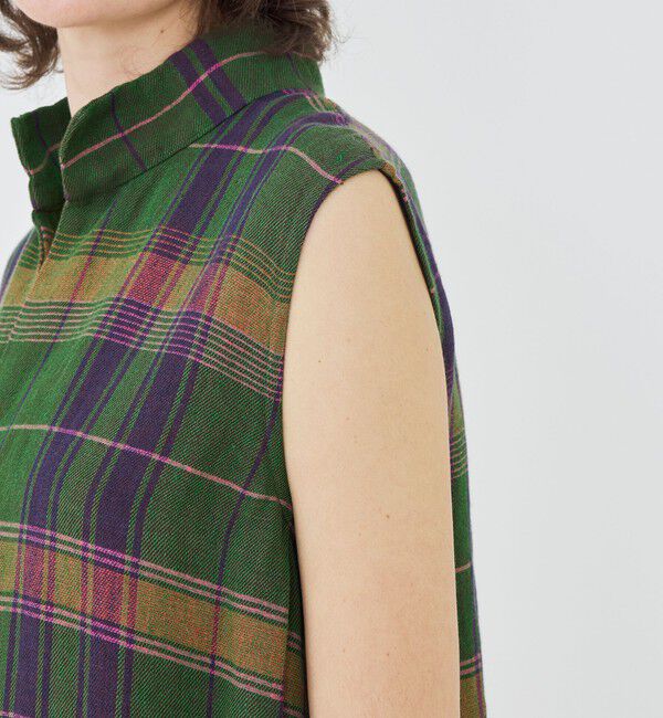 GALERIE VIE「リネンコットンマドラスチェック スキッパ―カラーワンピース」|ワンピース|