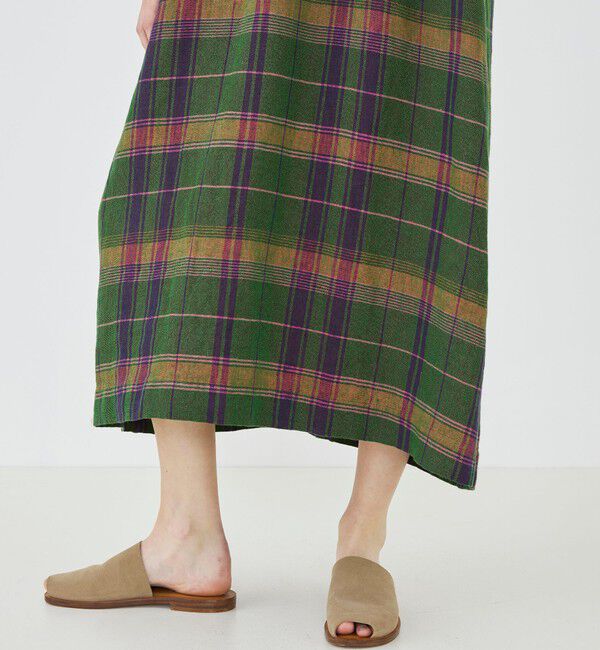 GALERIE VIE「リネンコットンマドラスチェック スキッパ―カラーワンピース」|ワンピース|