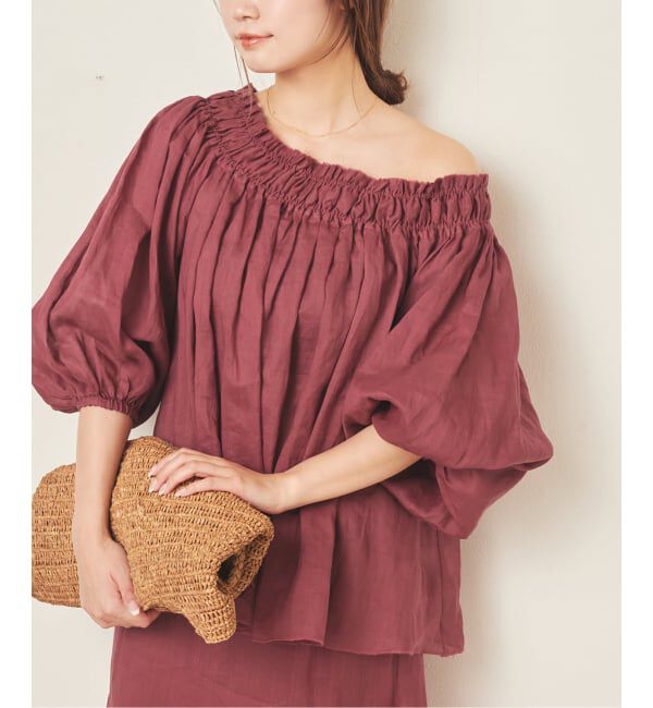 Plage「《予約》RAMY LINEN ブラウス」|シャツ・ブラウス|ボルドー