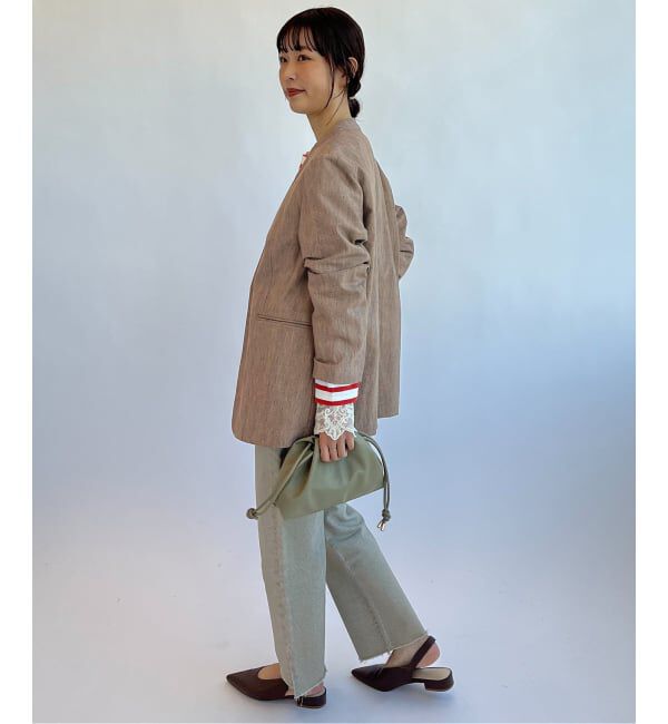 SLOBE IENA「メランジュヘリンボーンカラーレスジャケット」|ノーカラージャケット|