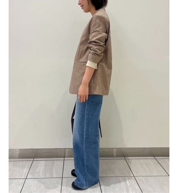 SLOBE IENA「メランジュヘリンボーンカラーレスジャケット」|ノーカラージャケット|