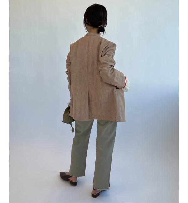 SLOBE IENA「メランジュヘリンボーンカラーレスジャケット」|ノーカラージャケット|