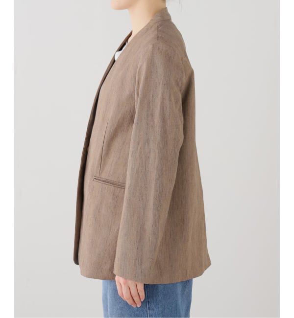 SLOBE IENA「メランジュヘリンボーンカラーレスジャケット」|ノーカラージャケット|