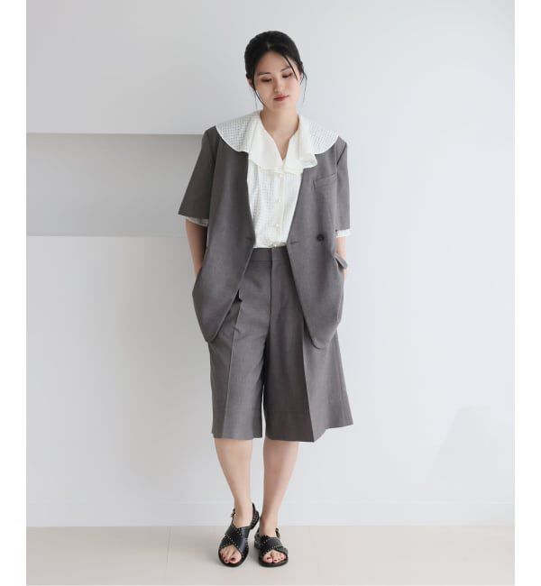 IENA「《予約》BLACK 襟フリルブラウス」|シャツ・ブラウス|