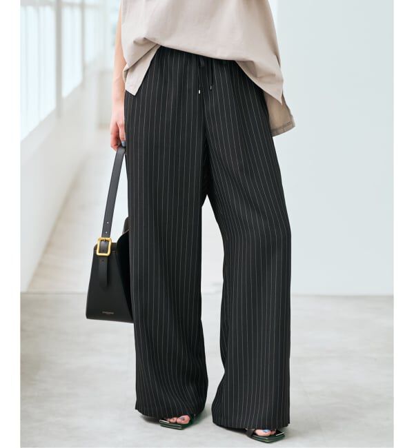 Spick and Span「《新色有り / 追加予約》ジョーゼットイージーパンツ」|スラックス|ブラックベース