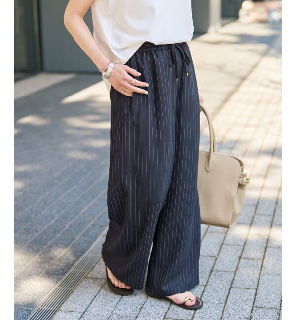 Spick and Span「《新色有り / 追加予約》ジョーゼットイージーパンツ」|スラックス|ネイビーベース