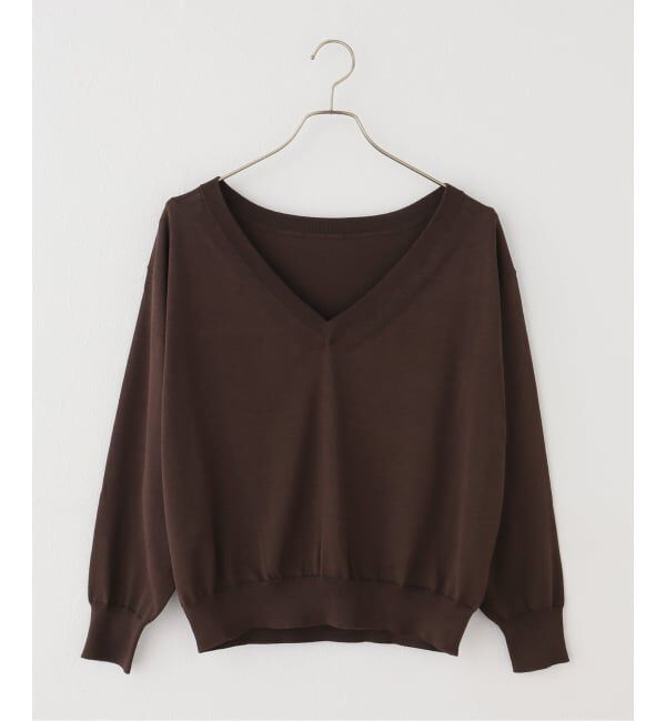 Spick and Span「《セットアップ / 手洗い可》シルクコットンVネックプルオーバー」|ニット・セーター|