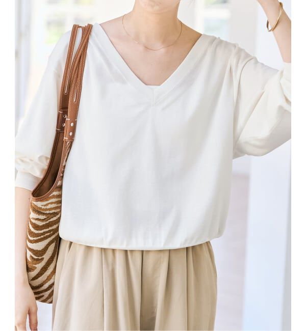 Spick and Span「《セットアップ / 手洗い可》シルクコットンVネックプルオーバー」|ニット・セーター|