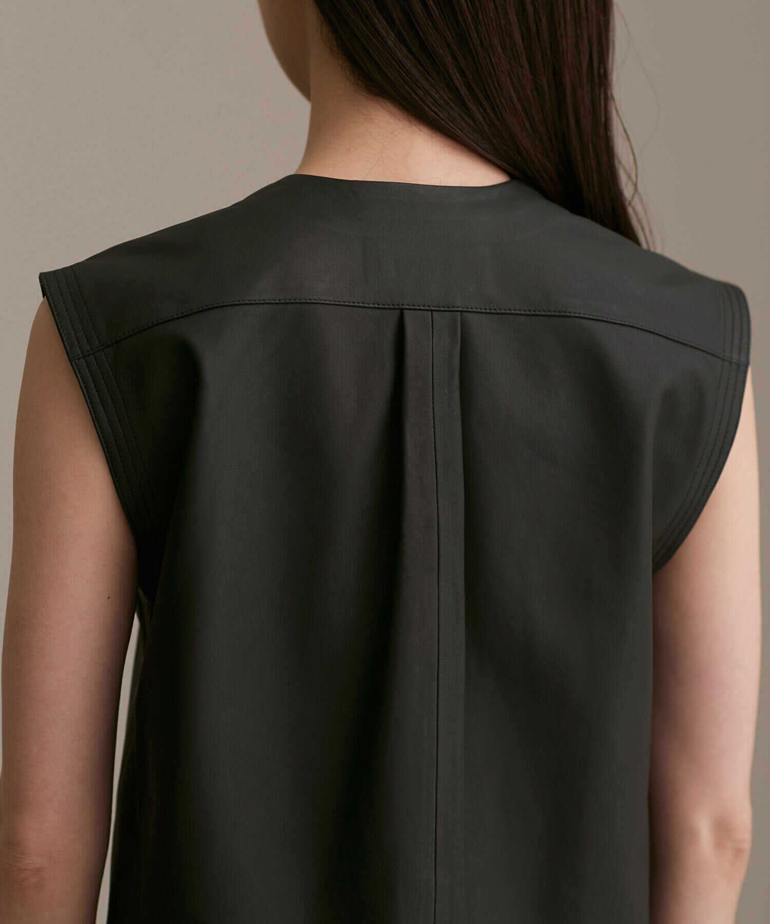 nano･universe「LB.01/Vネックレザージレ」|ライダースジャケット|