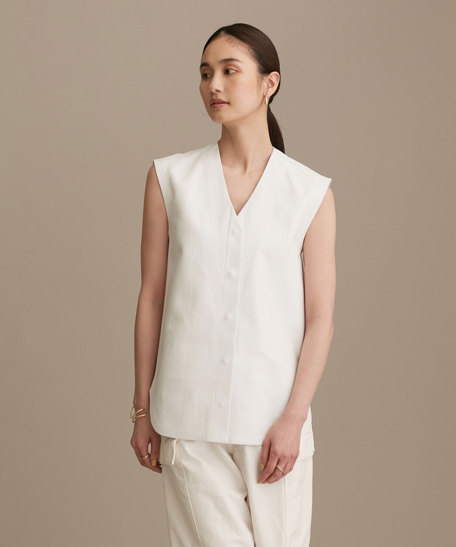 nano･universe「LB.01/Vネックレザージレ」|ライダースジャケット|