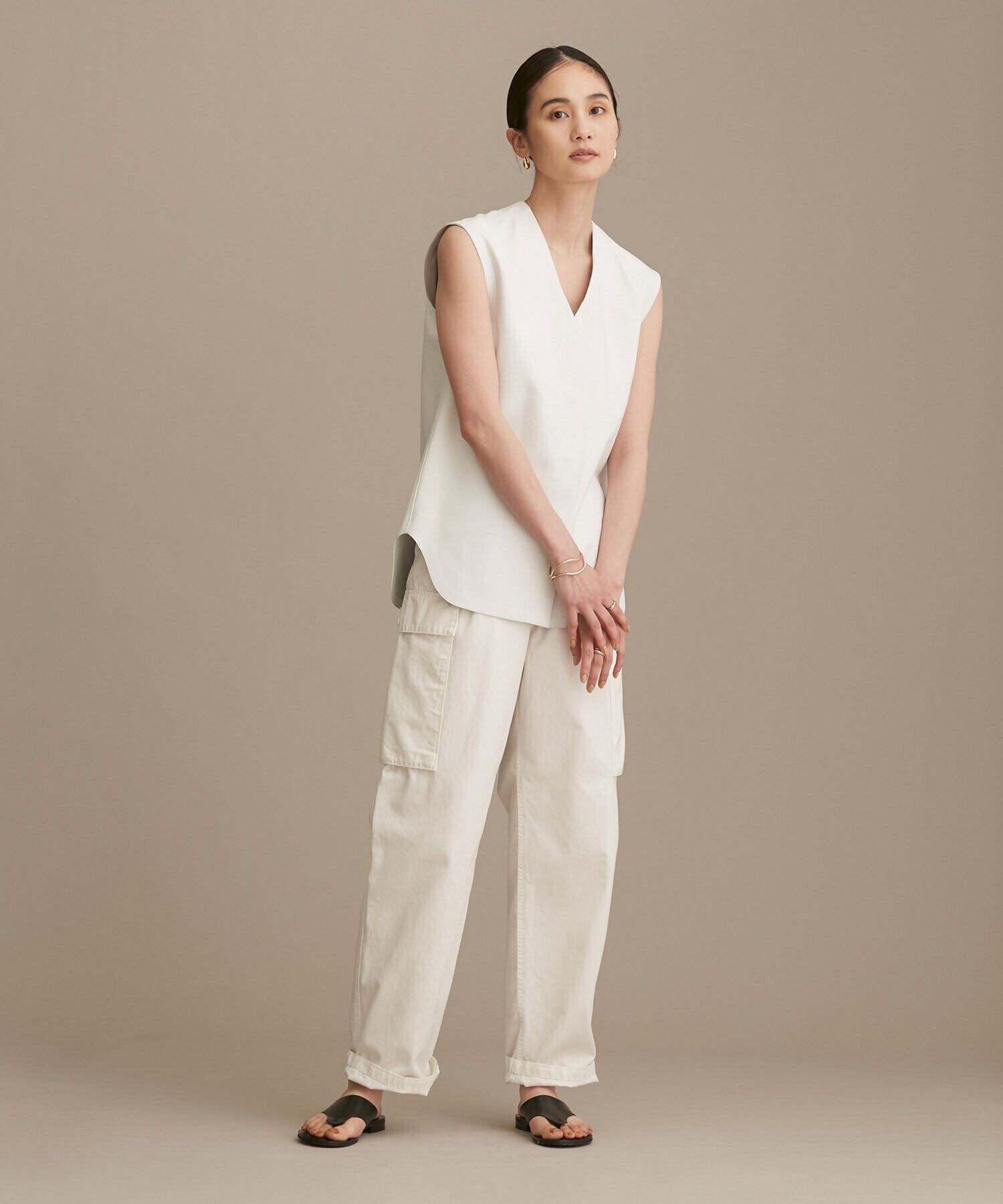 nano･universe「LB.01/Vネックレザージレ」|ライダースジャケット|