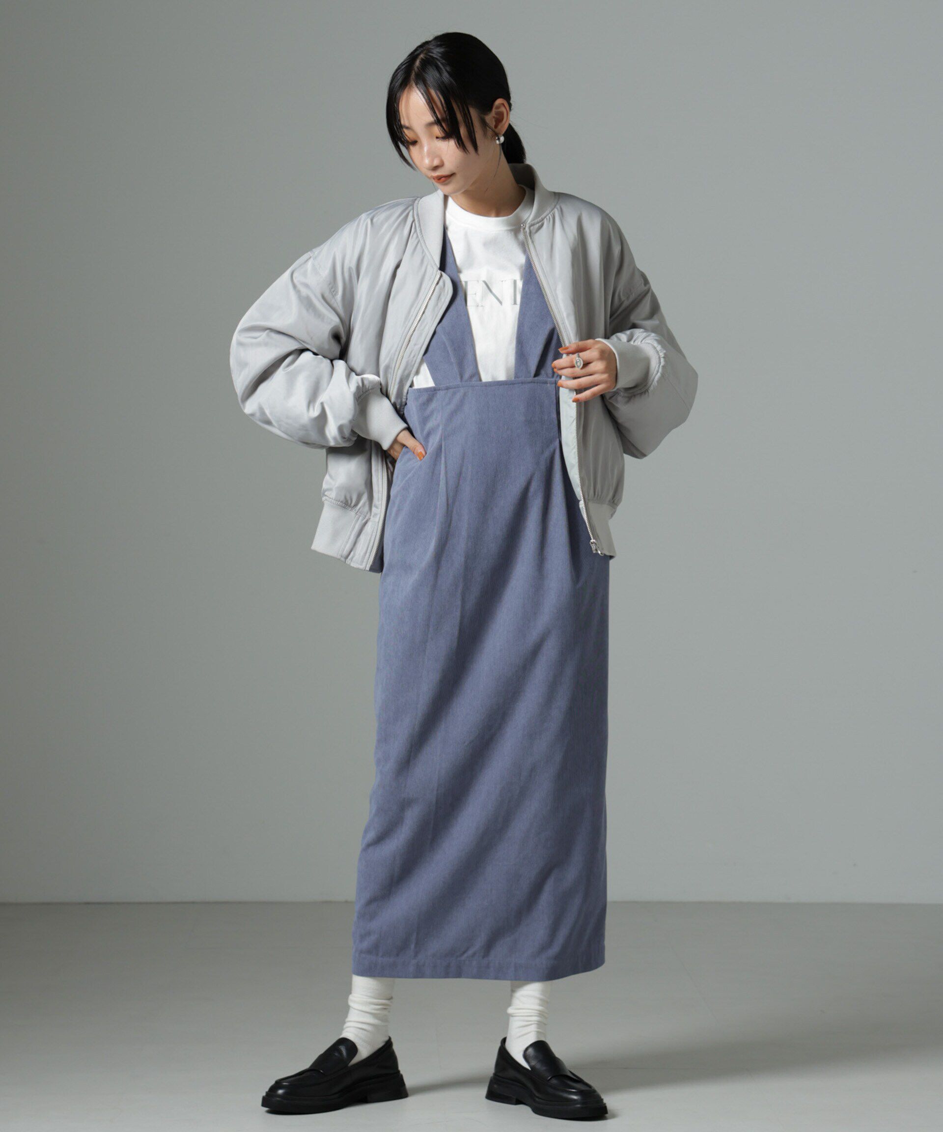 nano･universe「マイクロコールナロージャンパースカート(セットアップ可)」|ワンピース|