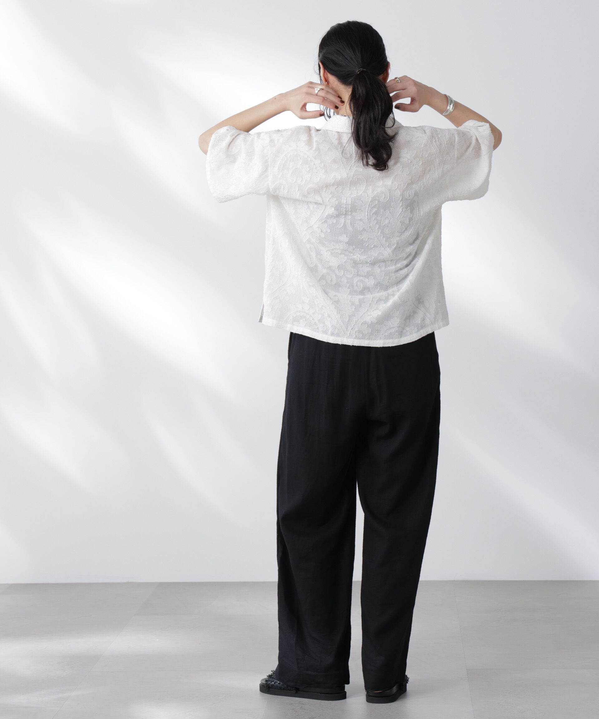 nano･universe「made in india カットワークジャカードシャツ(セットアップ可)」|シャツ・ブラウス|